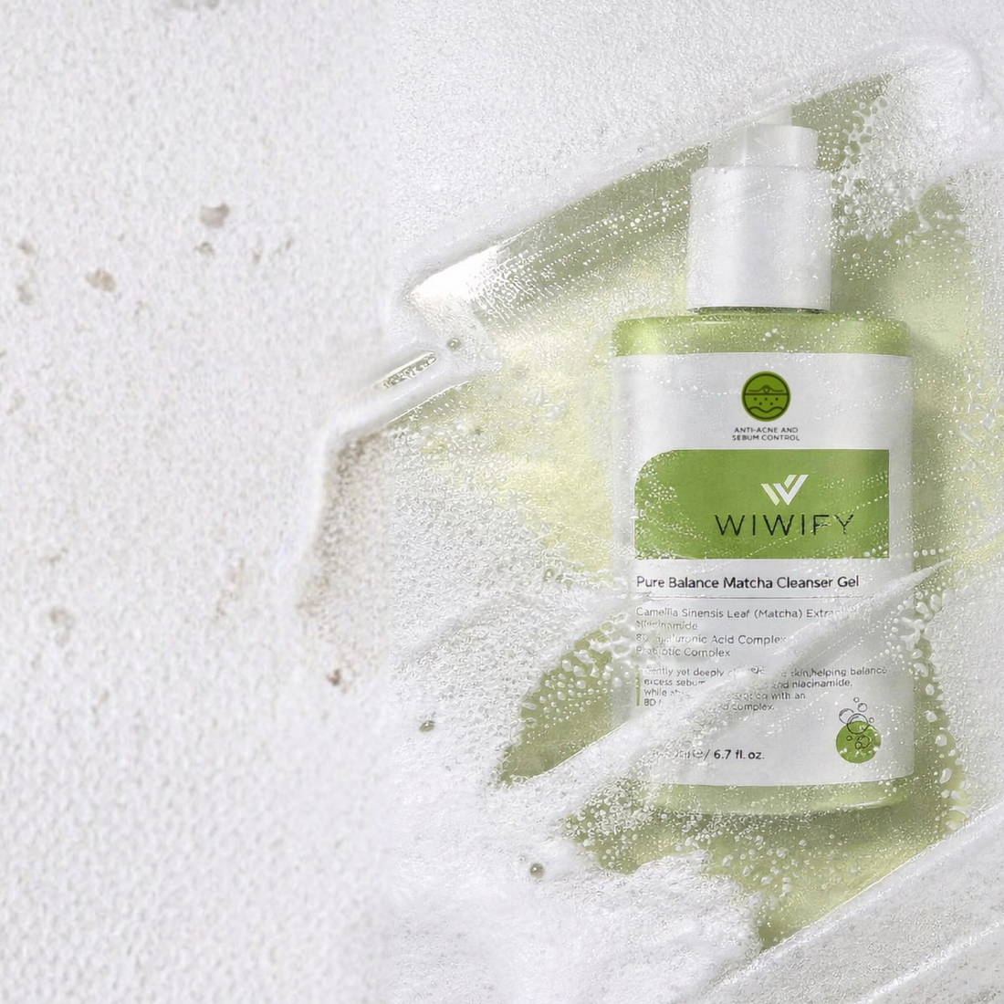Wiwify Pure Balance Matcha Cleansing Gel — matcha özlü sebum dengeleyici yüz temizleme jeli