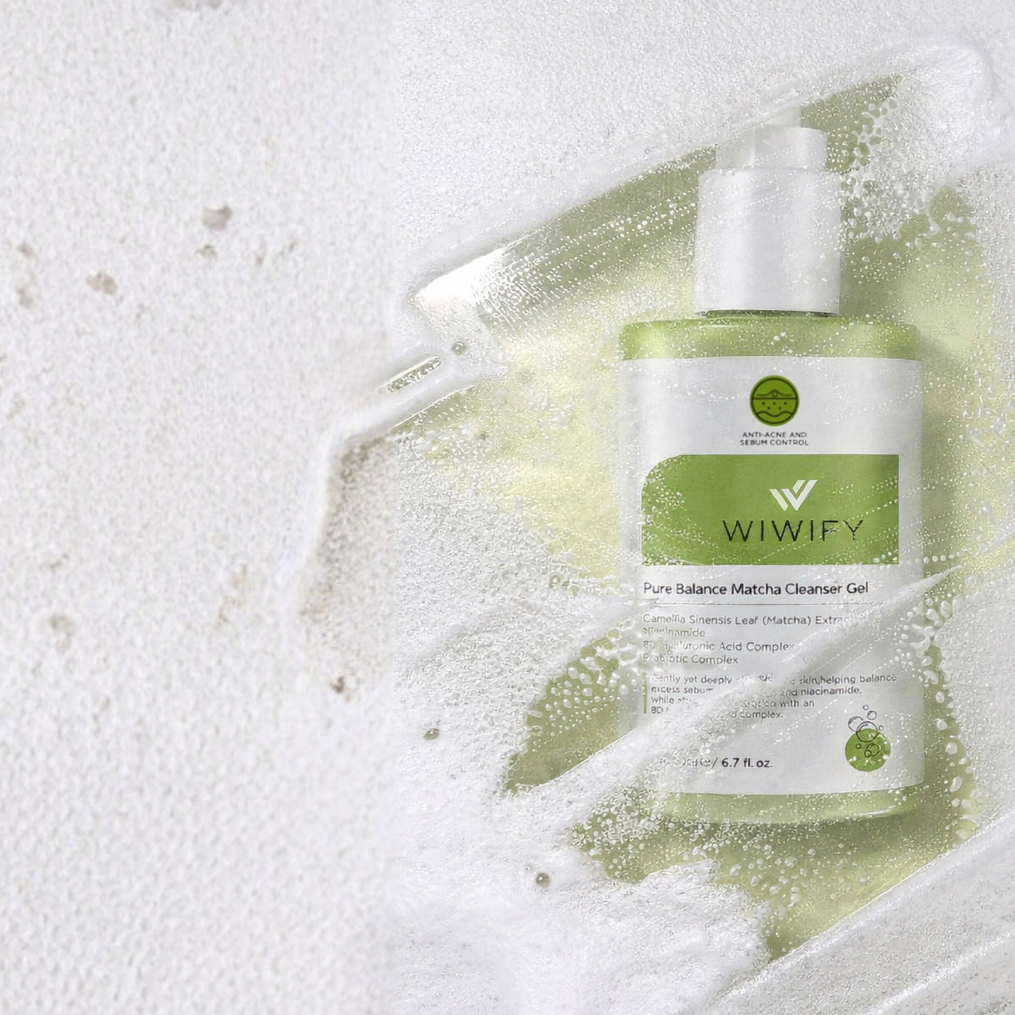 Wiwify Pure Balance Matcha Cleansing Gel — matcha özlü sebum dengeleyici yüz temizleme jeli