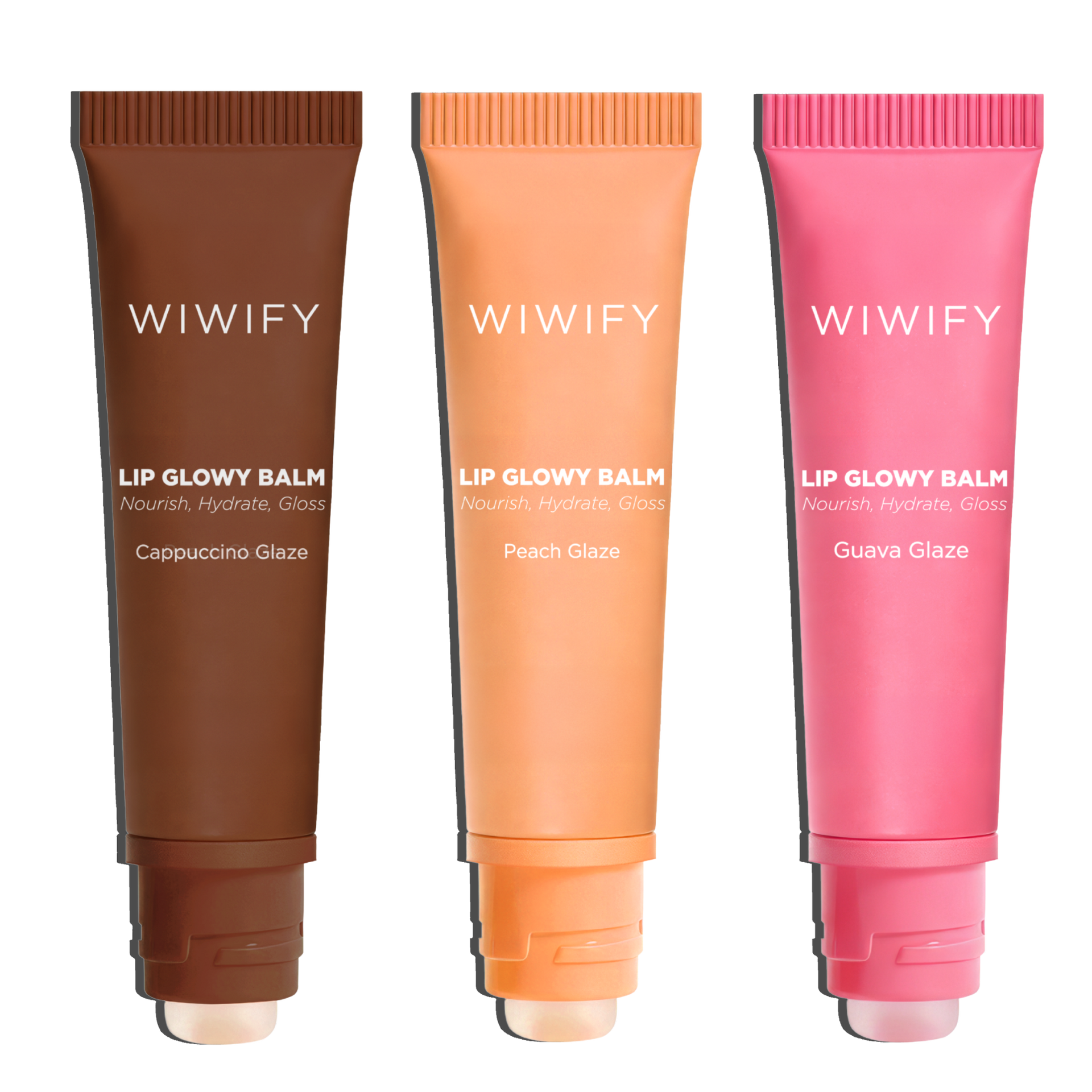 Glowy Trio, Lip Glowy Balm  Guava + Cappuccino + Peach Glaze | E Vitamin, Squalane, Ceramide