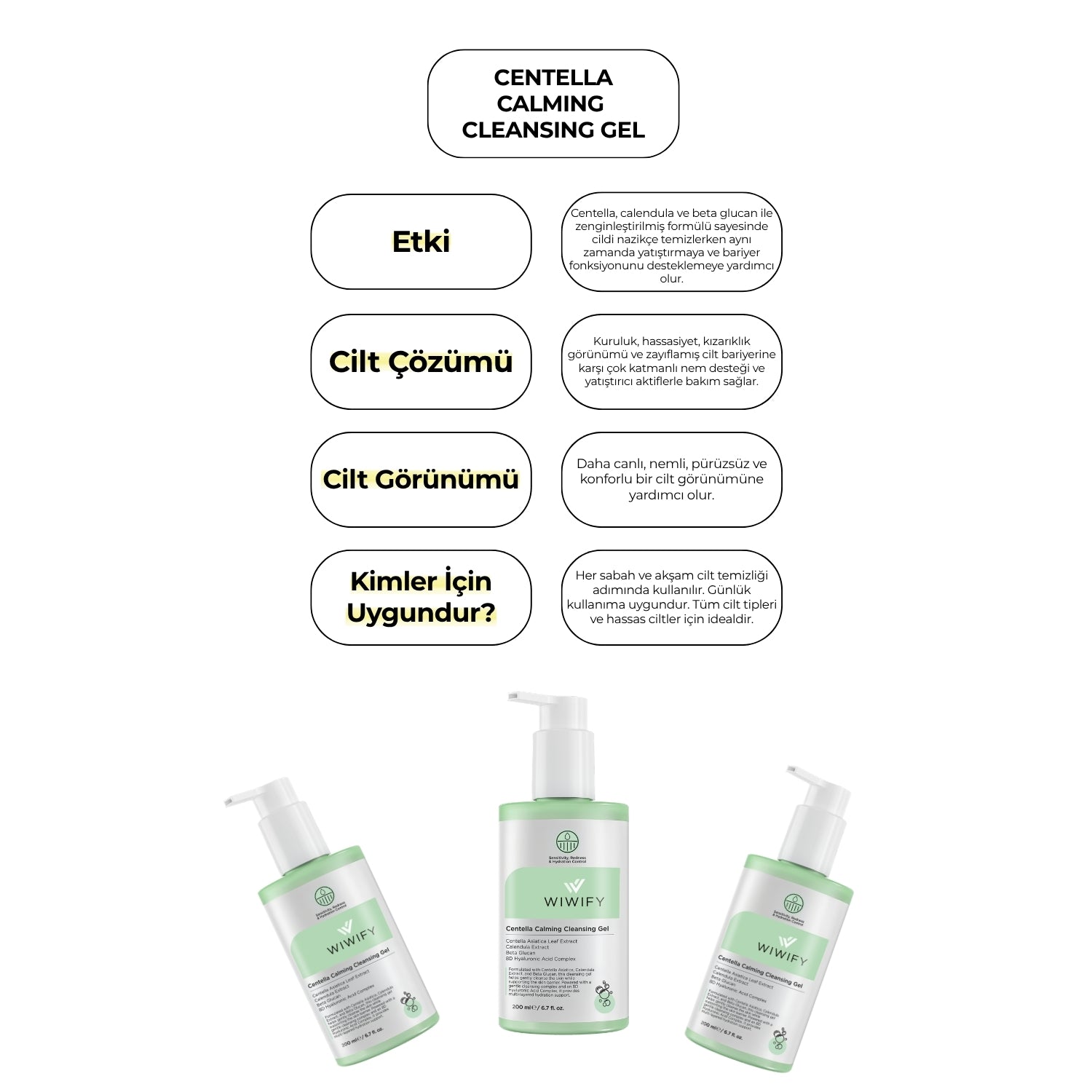 Centella Calming Yüz Yıkama Jeli Hassasiyet ve Kızarıklık Karşıtı, Yatıştırıcı, Nemlendirici Etkili 200 ml