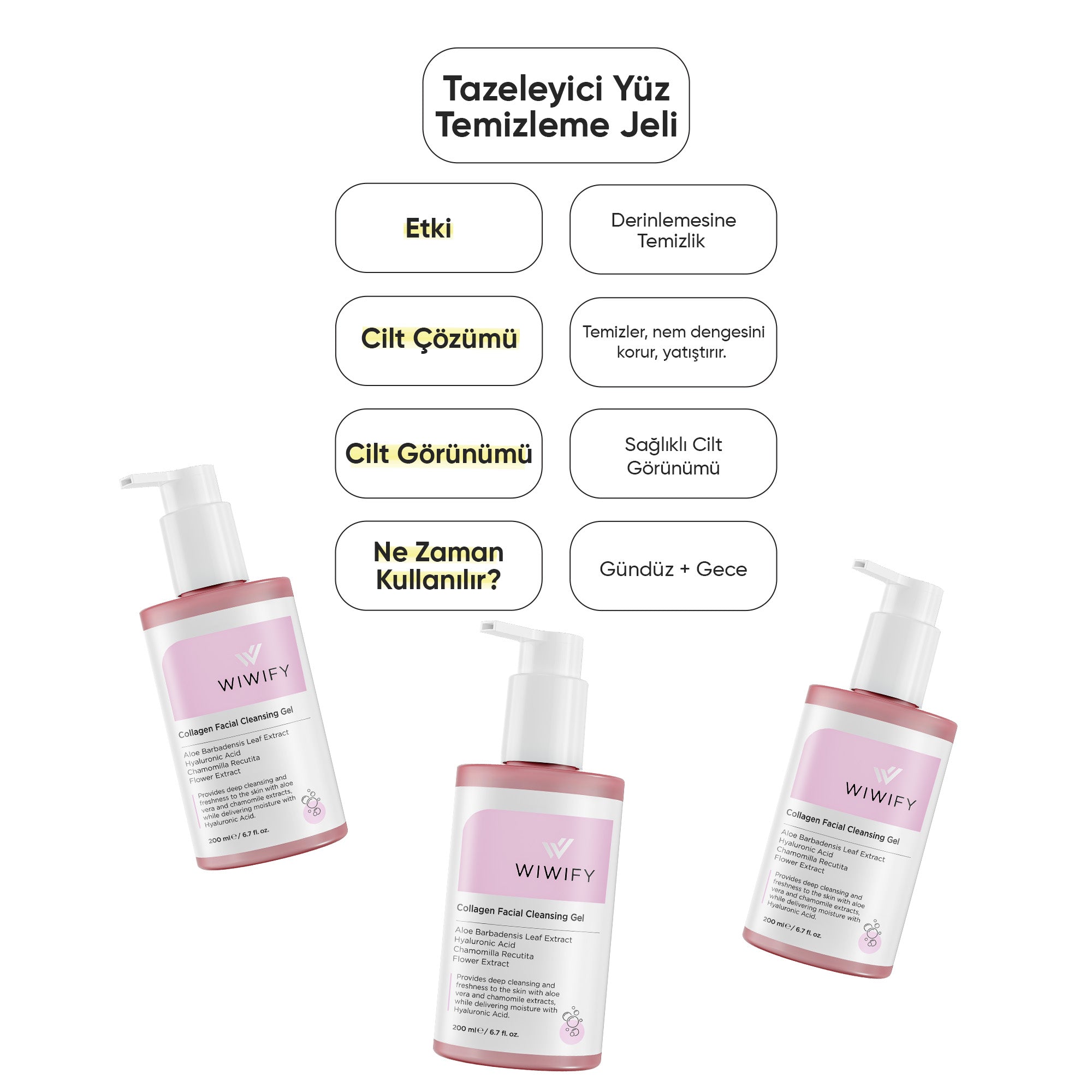 Aloe Vera ve Papatya Özlü, Arındırıcı Yüz Temizleme Jeli 200 ml