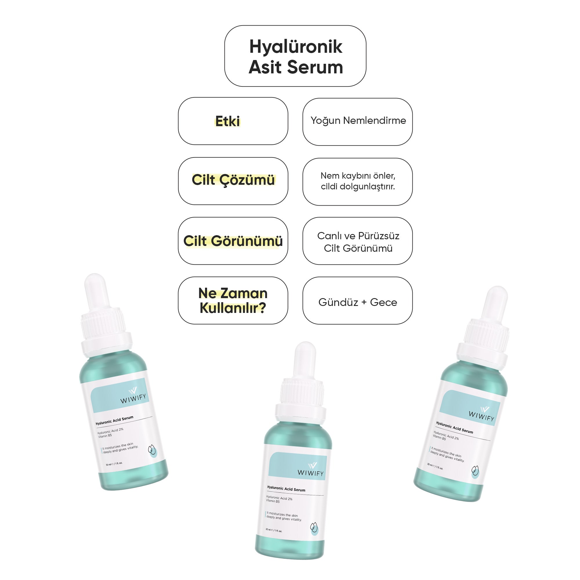 Yoğun Nemlendirici Hyaluronik Asit Cilt Bakım Serumu 30 ml