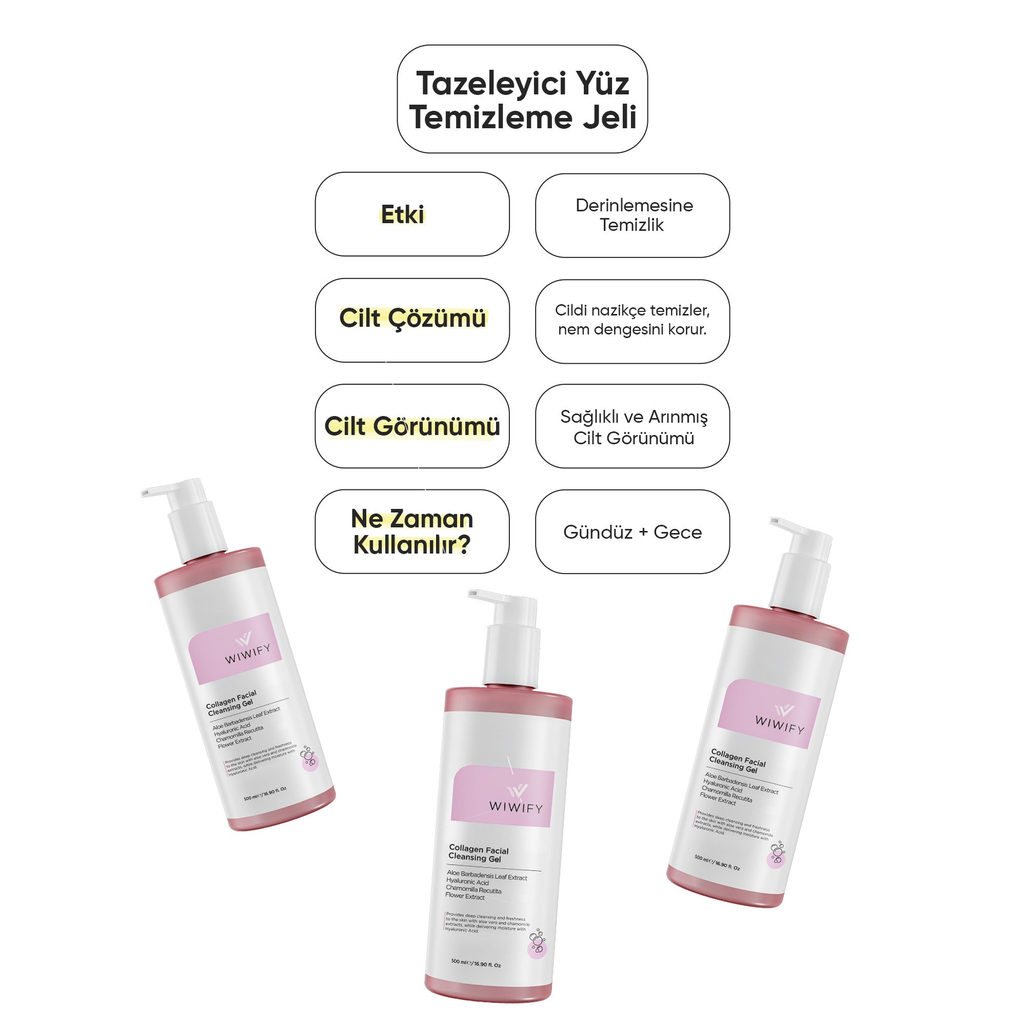 Aloe Vera ve Papatya Özlü, Arındırıcı Yüz Temizleme Jeli 500 ml