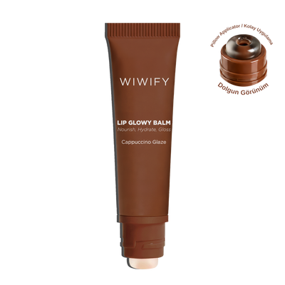 Lip Glowy Balm Cappuccino Glaze, Dolgun Görünüm Sağlayan, Parlatıcı, Nemlendirici, Renkli Dudak Bakım Balmı, Lip Balm 13 ml