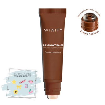 Lip Glowy Balm Cappuccino Glaze, Dolgun Görünüm Sağlayan, Parlatıcı, Nemlendirici, Renkli Dudak Bakım Balmı, Lip Balm 13 ml