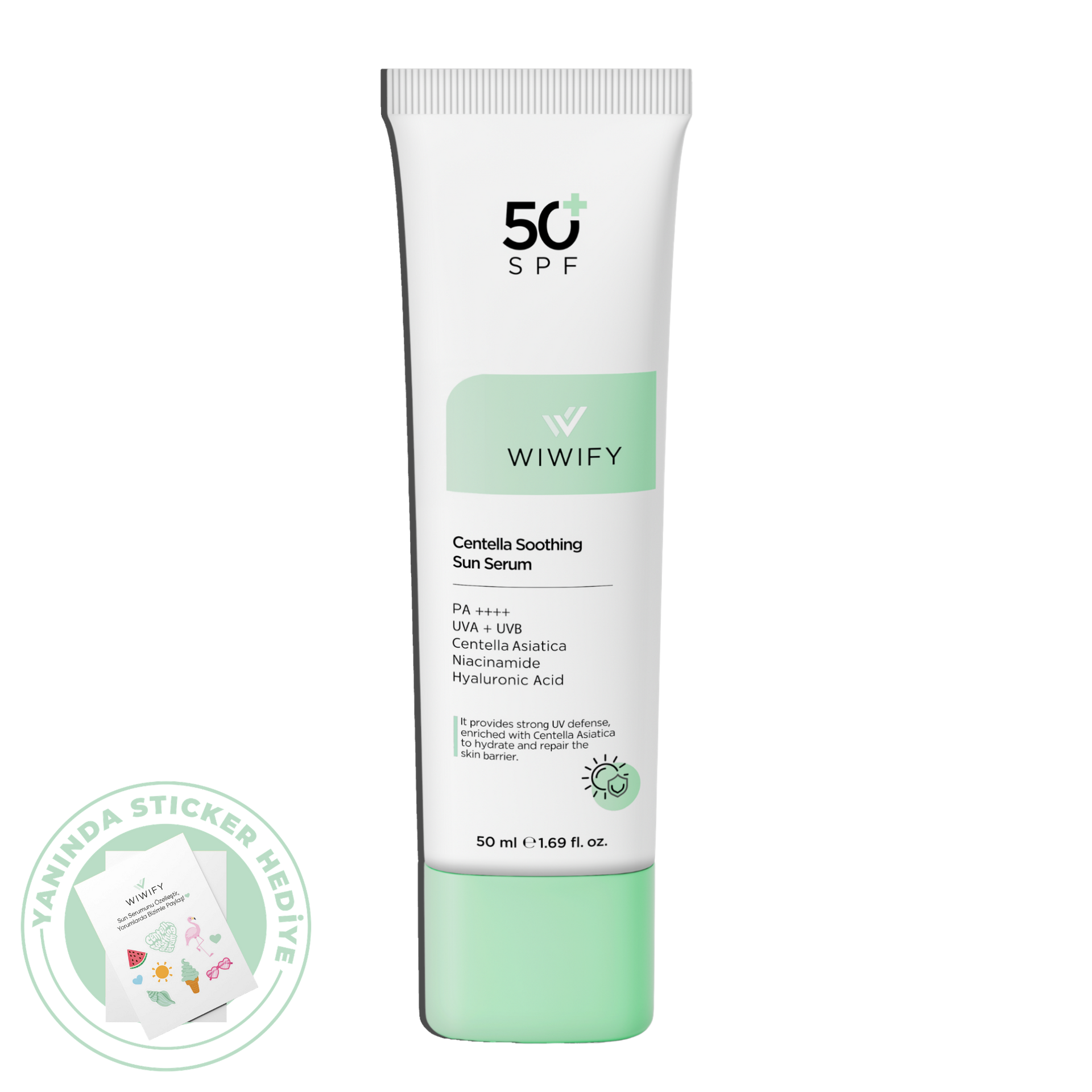 Yatıştırıcı, Onarıcı, Yüksek Korumalı, Centella Soothing Sun Serum SPF 50+ Pa 50++++ 50 ml