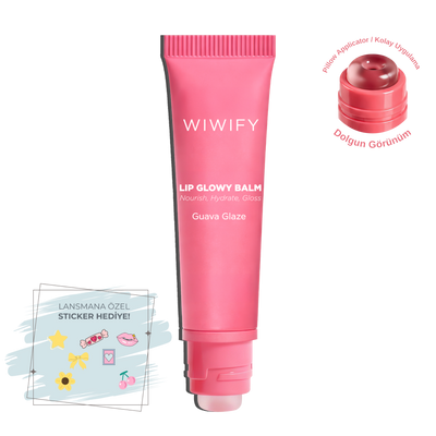 Lip Glowy Balm Guava Glaze, Dolgun Görünüm Sağlayan, Parlatıcı, Nemlendirici, Renkli Dudak Bakım Balmı, Lip Balm 13 ml