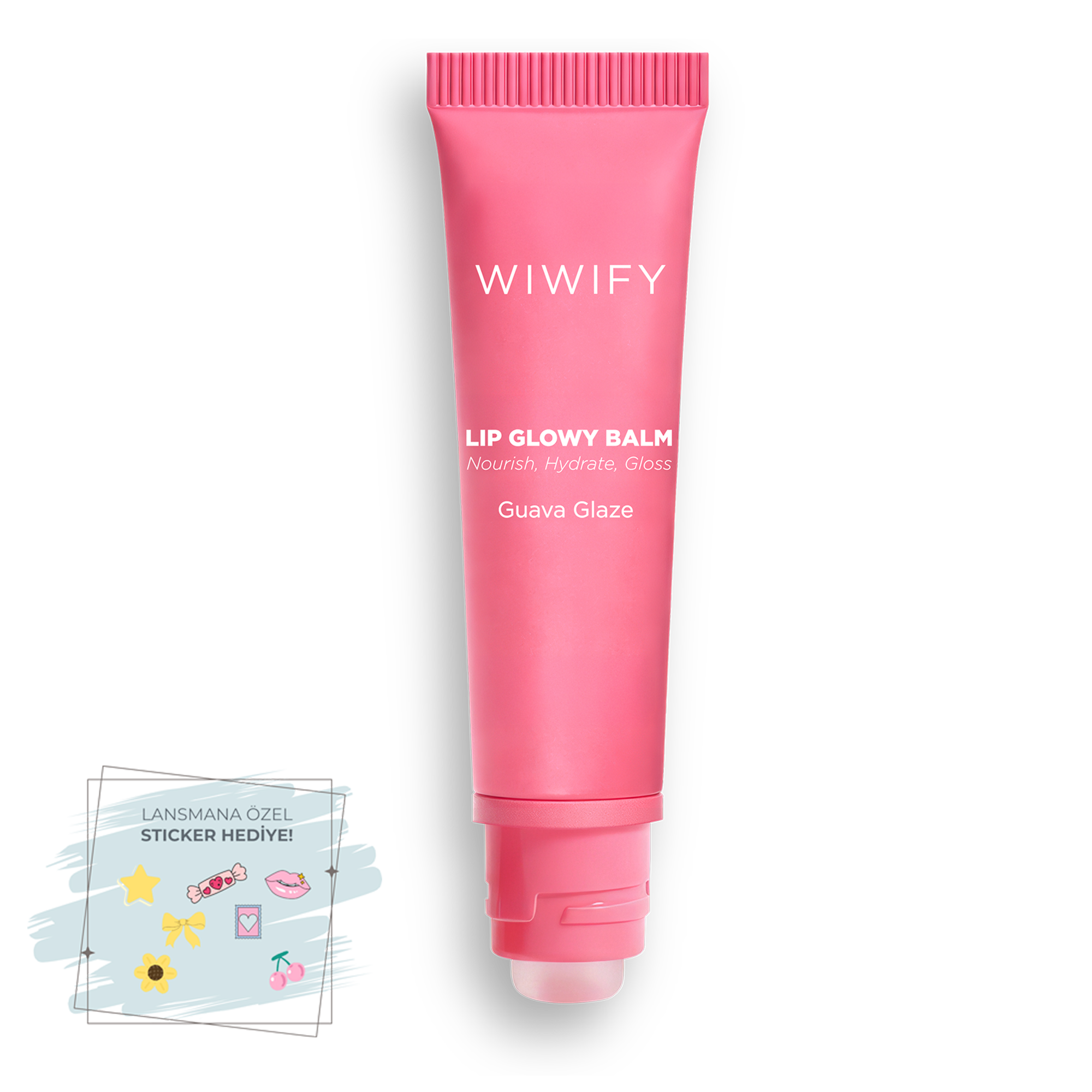 Lip Glowy Balm Guava Glaze, Dolgun Görünüm Sağlayan, Parlatıcı, Nemlendirici, Renkli Dudak Bakım Balmı, Lip Balm 13 ml