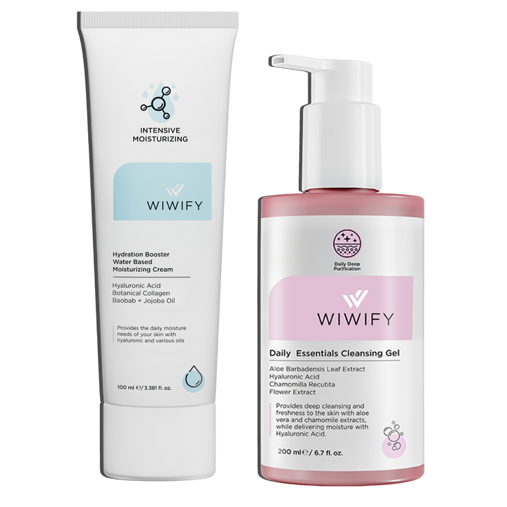 Nazik Tazeleyici & Nem Seti, Nemlendirici + Yüz Temizleme Jeli | Aloe Vera,Hyaluronic Acid, Baobab + Jojoba Oil