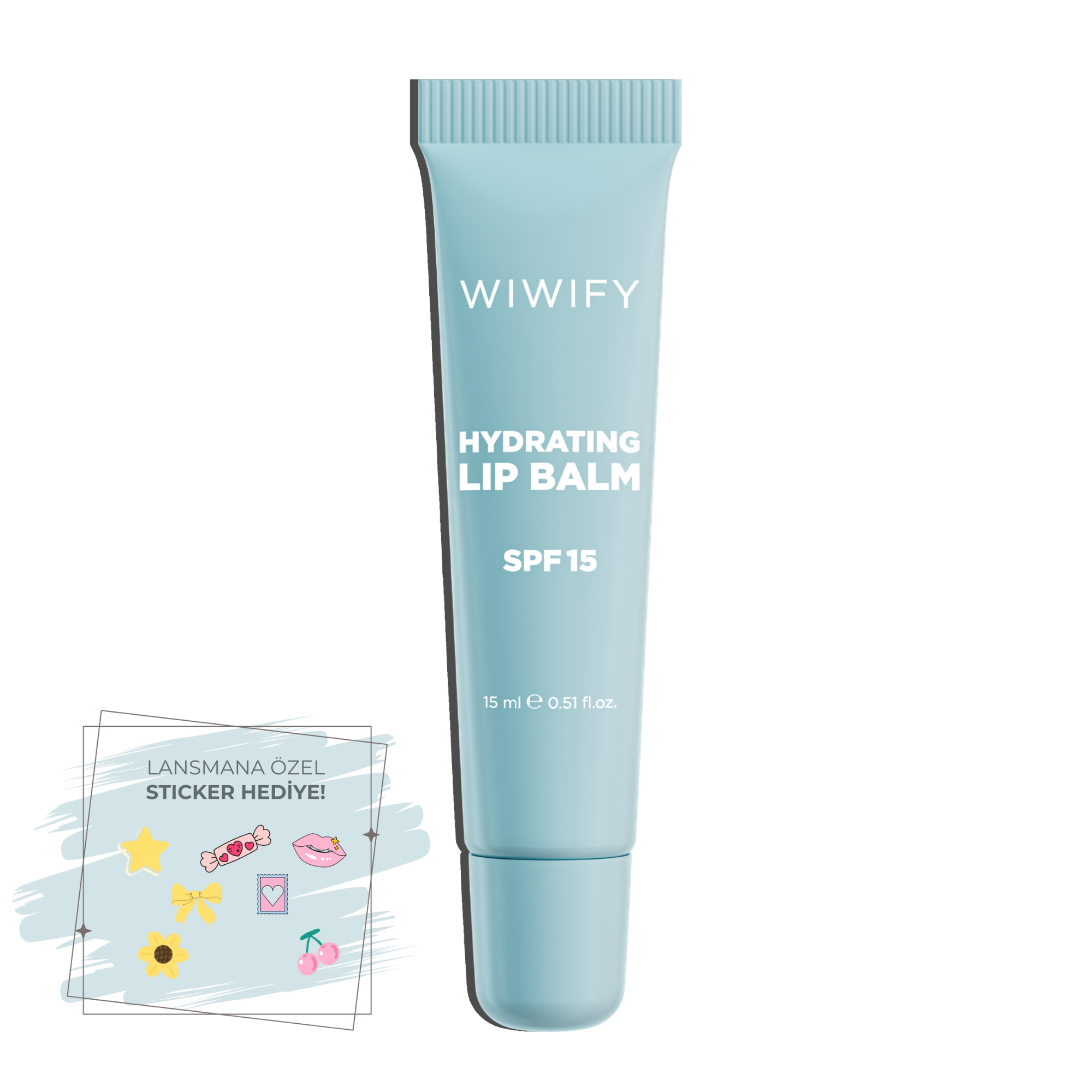 SPF 15 UV Korumalı, Şeffaf & Parlak Bitişli, Nemlendirici Dudak Balmı, Lip Balm 15 ml