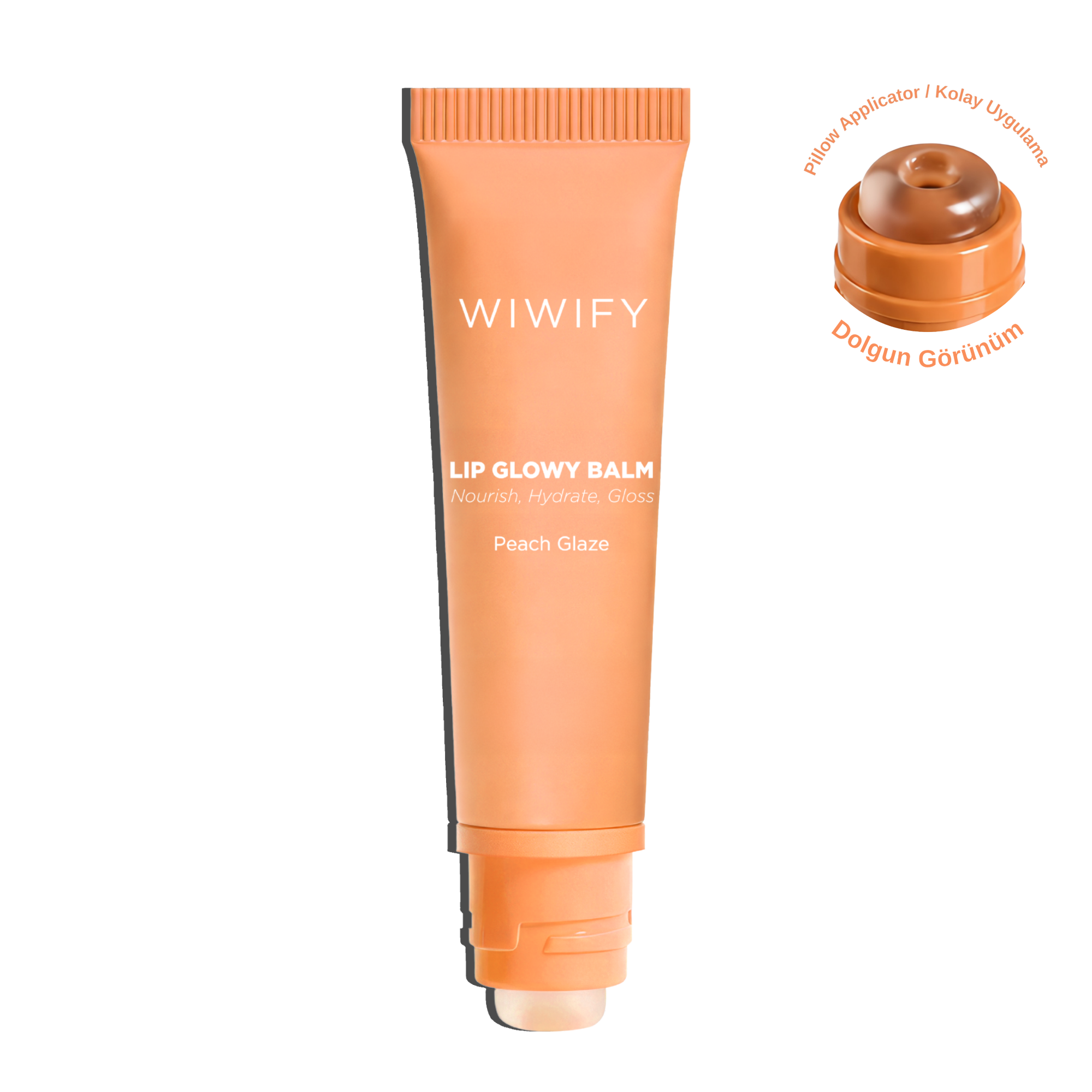 Lip Glowy Balm Peach Glaze, Dolgun Görünüm Sağlayan, Parlatıcı, Nemlendirici, Renkli Dudak Bakım Balmı, Lip Balm 13 ml