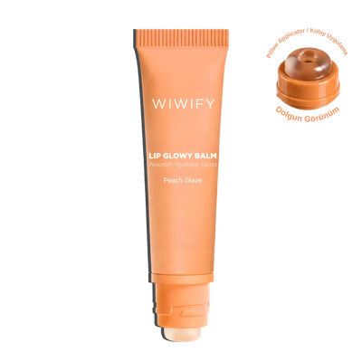 Lip Glowy Balm Peach Glaze, Dolgun Görünüm Sağlayan, Parlatıcı, Nemlendirici, Renkli Dudak Bakım Balmı, Lip Balm 13 ml