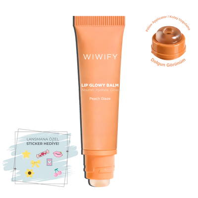 Lip Glowy Balm Peach Glaze, Dolgun Görünüm Sağlayan, Parlatıcı, Nemlendirici, Renkli Dudak Bakım Balmı, Lip Balm 13 ml