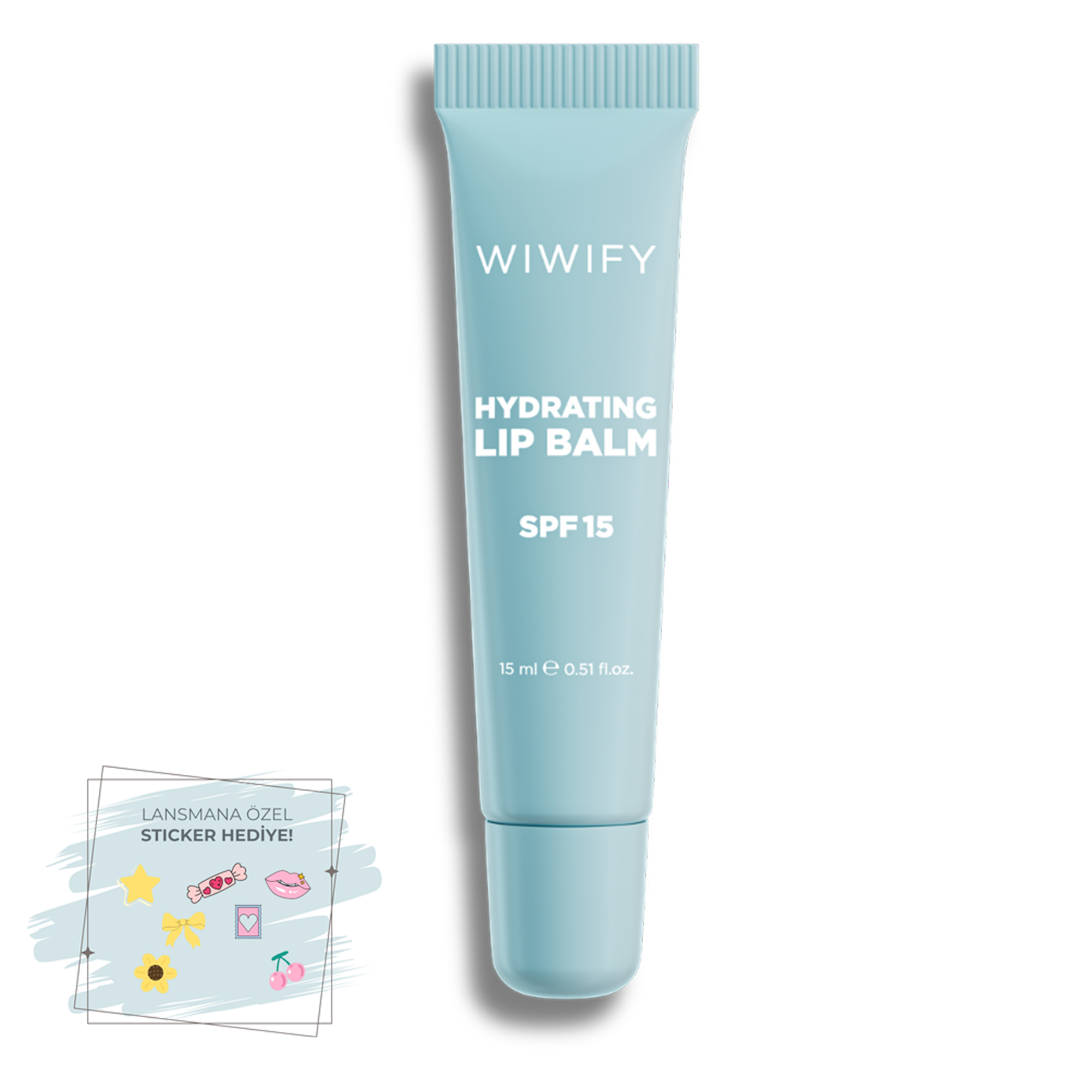 SPF 15 UV Korumalı, Şeffaf & Parlak Bitişli, Nemlendirici Dudak Balmı, Lip Balm 15 ml