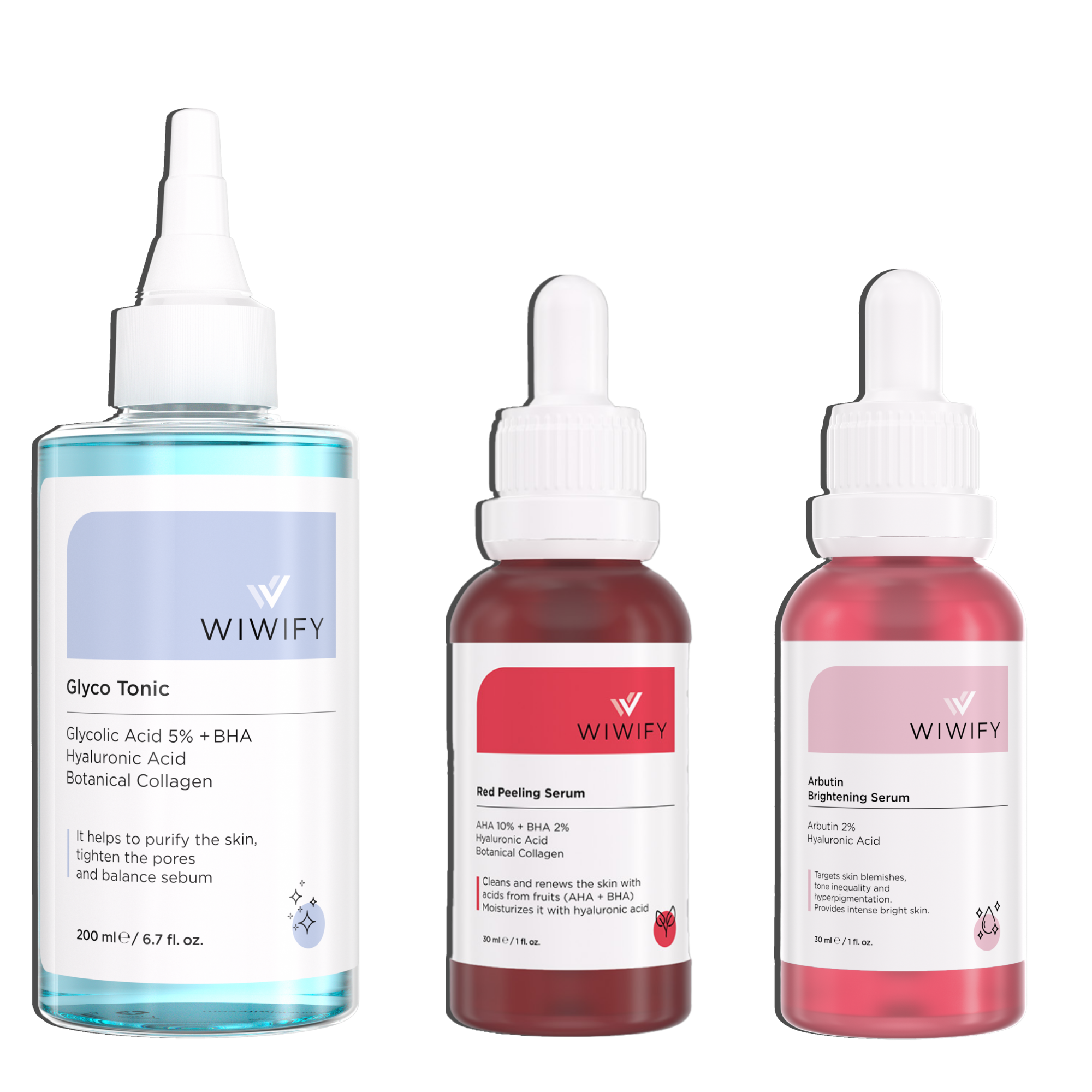 Lekeli Ciltler İçin Tonik, Red Peeling Serum, Arbutin Serum Cilt Bakım Seti