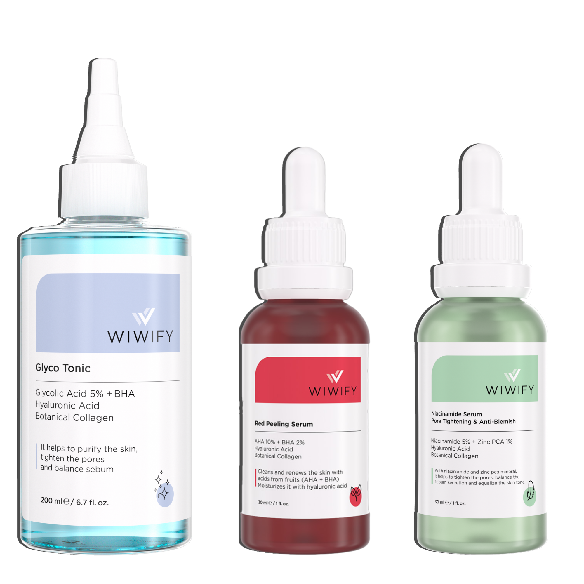 Yağlı ve Geniş Gözenekli Ciltler İçin Tonik, Red Peeling Serum, Niacinamide Serum Cilt Bakım Seti