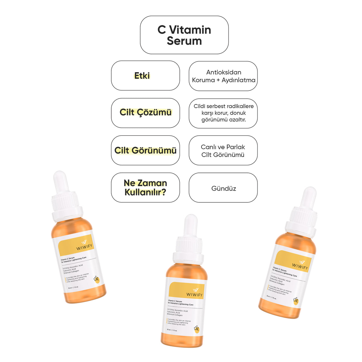 Aydınlatıcı ve Cilt Tonu Eşitleyici C Vitamini Cilt Bakım Serumu 30 ml – cilt bakım rutini | Wiwify