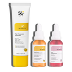 Cilt Tonu Eşitlemek İçin Aydınlatıcı Etkili Güneş Kremi, C Vitamini Serum ve Arbutin Serum Cilt Bakım Seti