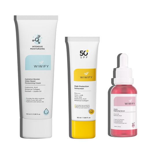 Cilt Tonu Eşitsizlikleri ve Lekeleri İçin Nemlendirici, Güneş Kremi ve Arbutin Serum Cilt Bakım Seti