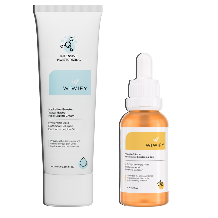 Aydınlatıcı Nem & Canlandırma Seti, Nemlendirici + C Vitamin | Alpha-Arbutin, Hyaluronic Acid, Baobab | Wiwify