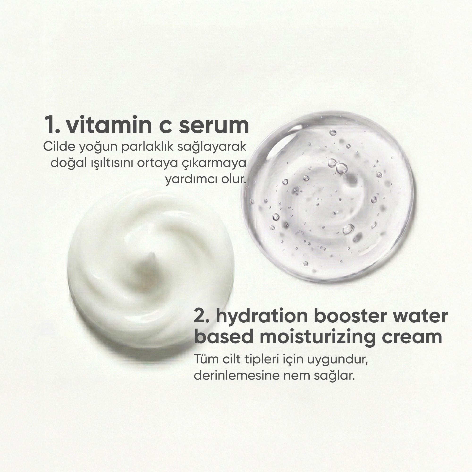 Derin Nem ve Canlandırma İçin Nemlendirici Krem, C Vitamini Serumu Cilt Bakım Seti