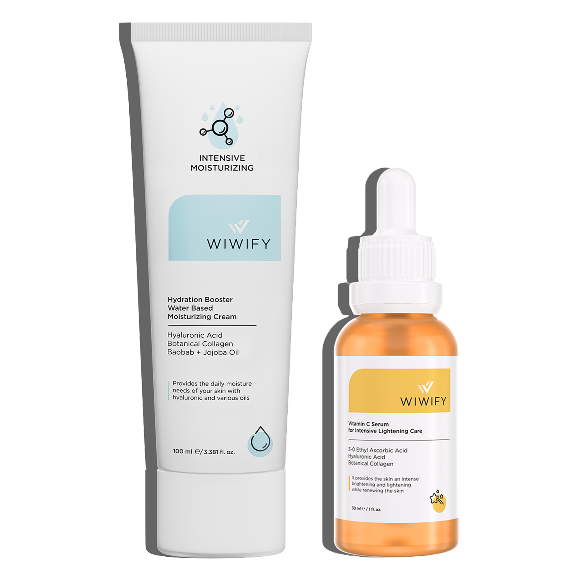 Derin Nem ve Canlandırma İçin Nemlendirici Krem, C Vitamini Serumu Cilt Bakım Seti