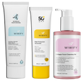 Günlük Cilt Bakımı Seti, Nemlendirici + Temizleme Jeli + Güneş Koruyucu | Baobab Oil, Alpha-Arbutin | Wiwify