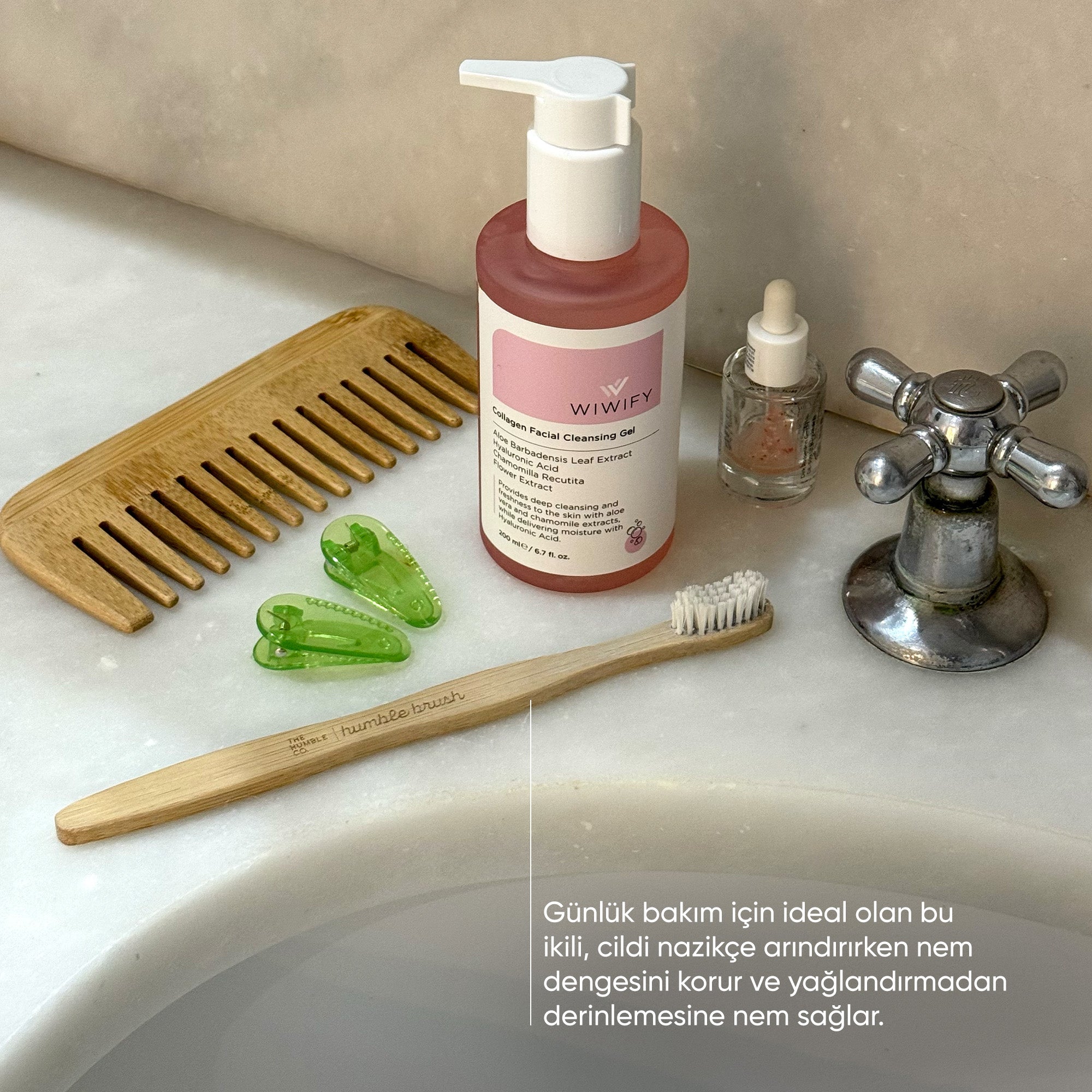 Doğal Temizlik ve Koruma İçin Nemlendirici, Güneş Kremi ve Yüz Tenizleme Jeli Cilt Bakım Seti