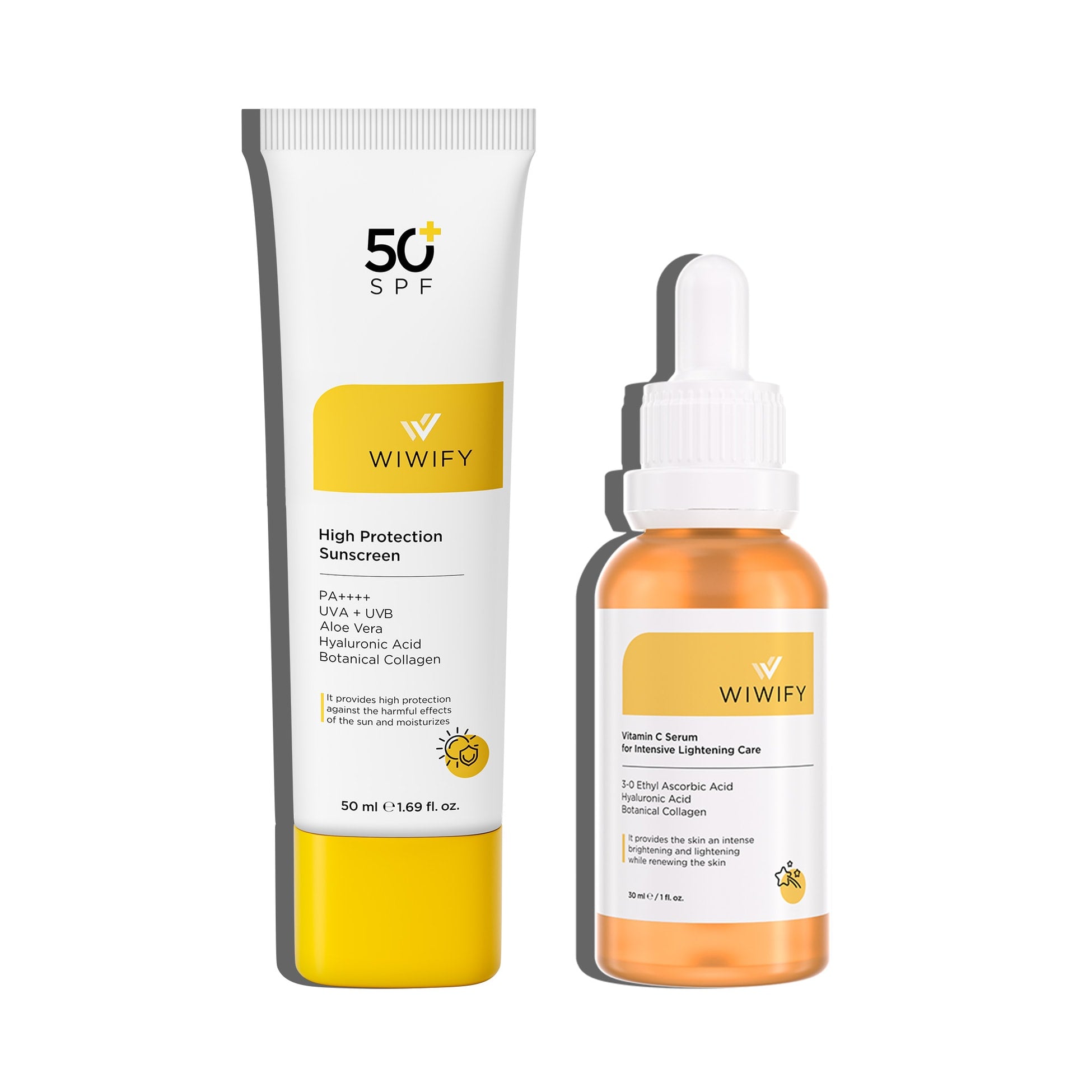 Donuk ve Mat Ciltler İçin Güneş Kremi, C Vitamini Serumu Cilt Bakım Seti