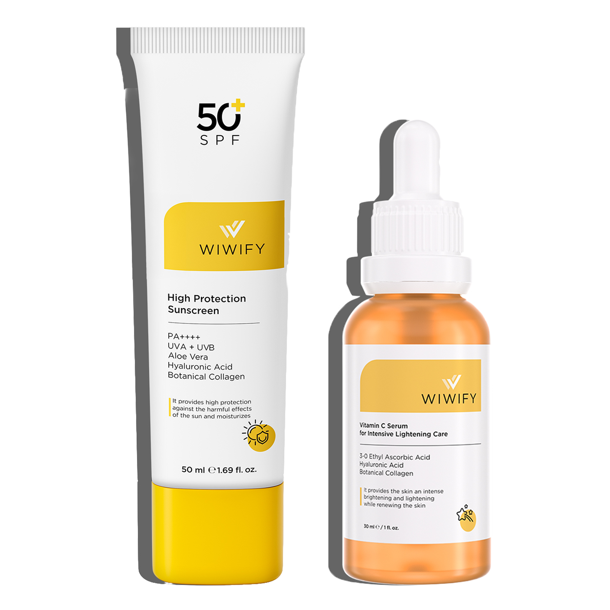 Donuk ve Mat Ciltler İçin Güneş Kremi, C Vitamini Serumu Cilt Bakım Seti