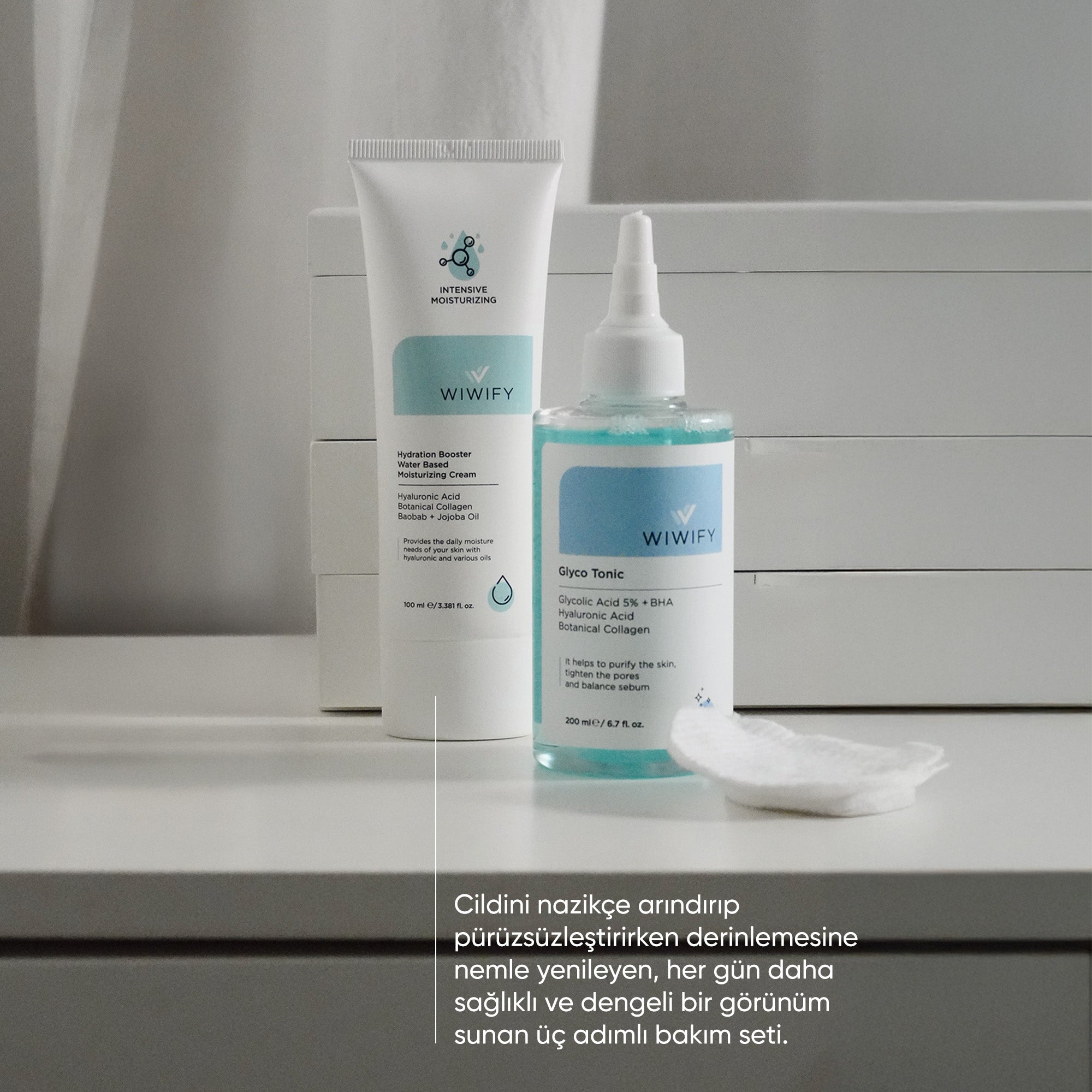 Günlük Bakım İçin Nemlendirici, Yüz Temizleme Jeli ve Tonik Cilt Bakım Seti