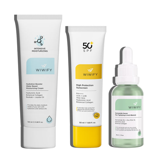 Gözenek ve Akne Karşıtı Nemlendirici, Güneş Kremi ve Niacinamide Serum Cilt Bakım Seti