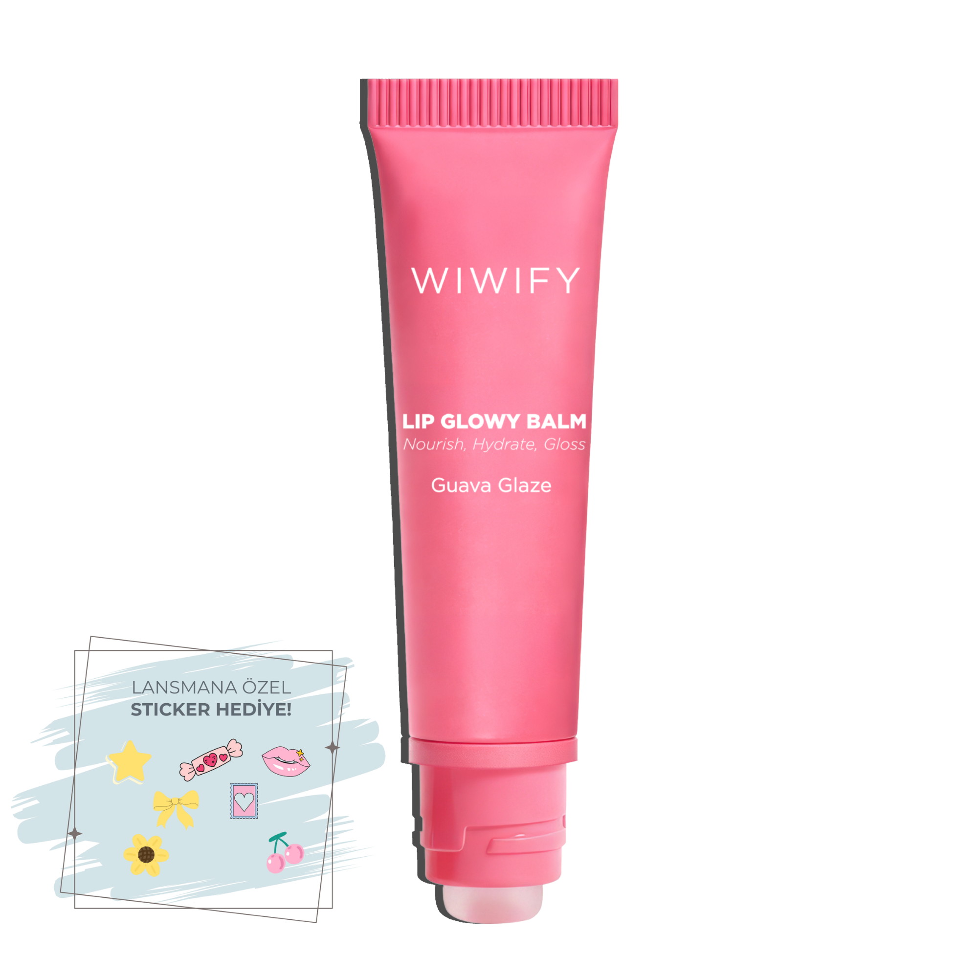 Lip Glowy Balm Guava Glaze, Dolgun Görünüm Sağlayan, Parlatıcı, Nemlendirici, Renkli Dudak Bakım Balmı, Lip Balm 13 ml