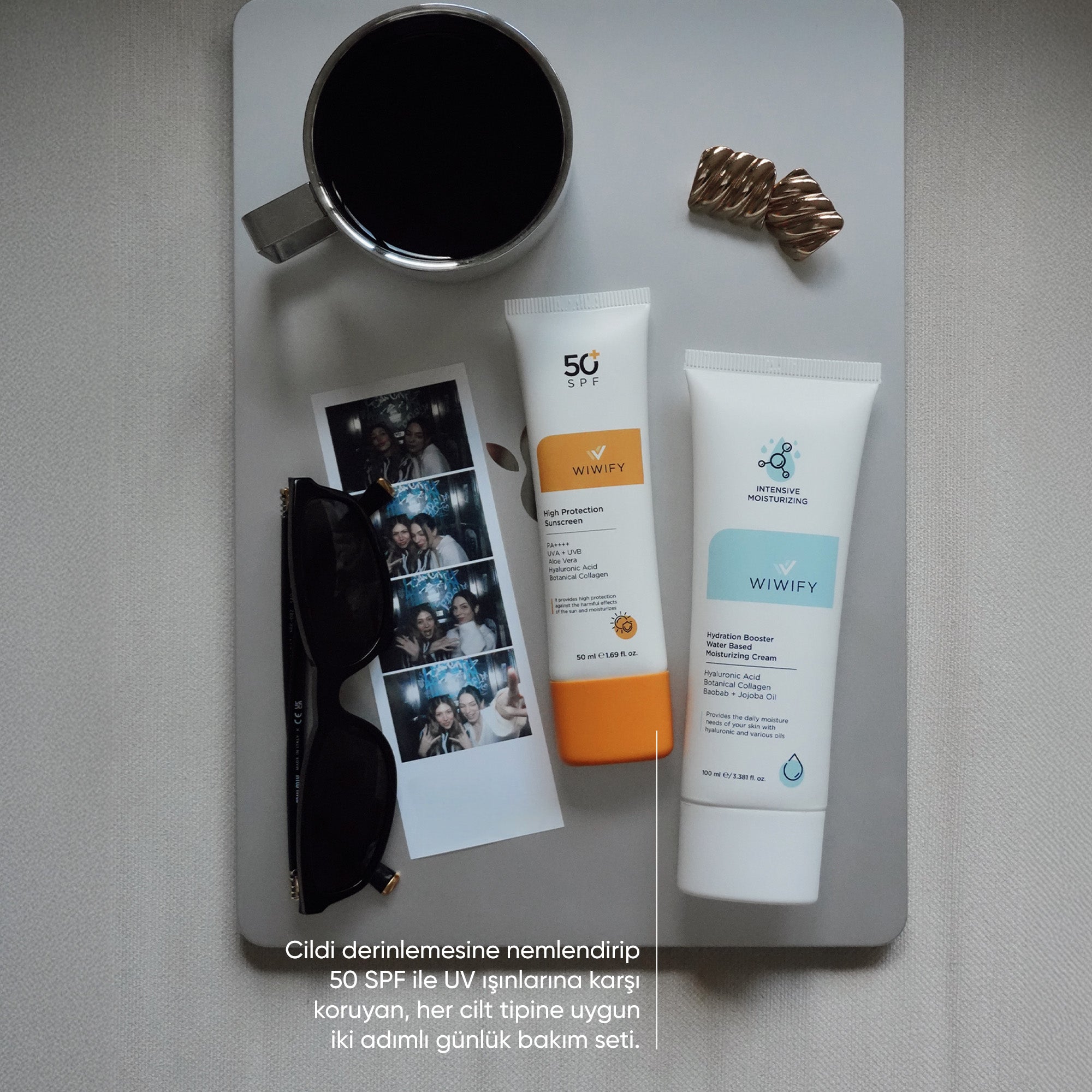 Güneş Koruması ve Nemlendirme İçin Güneş Kremi ve Nemlendirici Cilt Bakım Seti