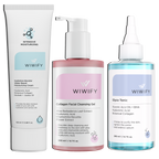 Günlük Tazeleyici Bakım Seti, Nemlendirici + Yüz Temizleme Jeli + Tonik | AHA+BHA, Hyaluronic Acid | Wiwify