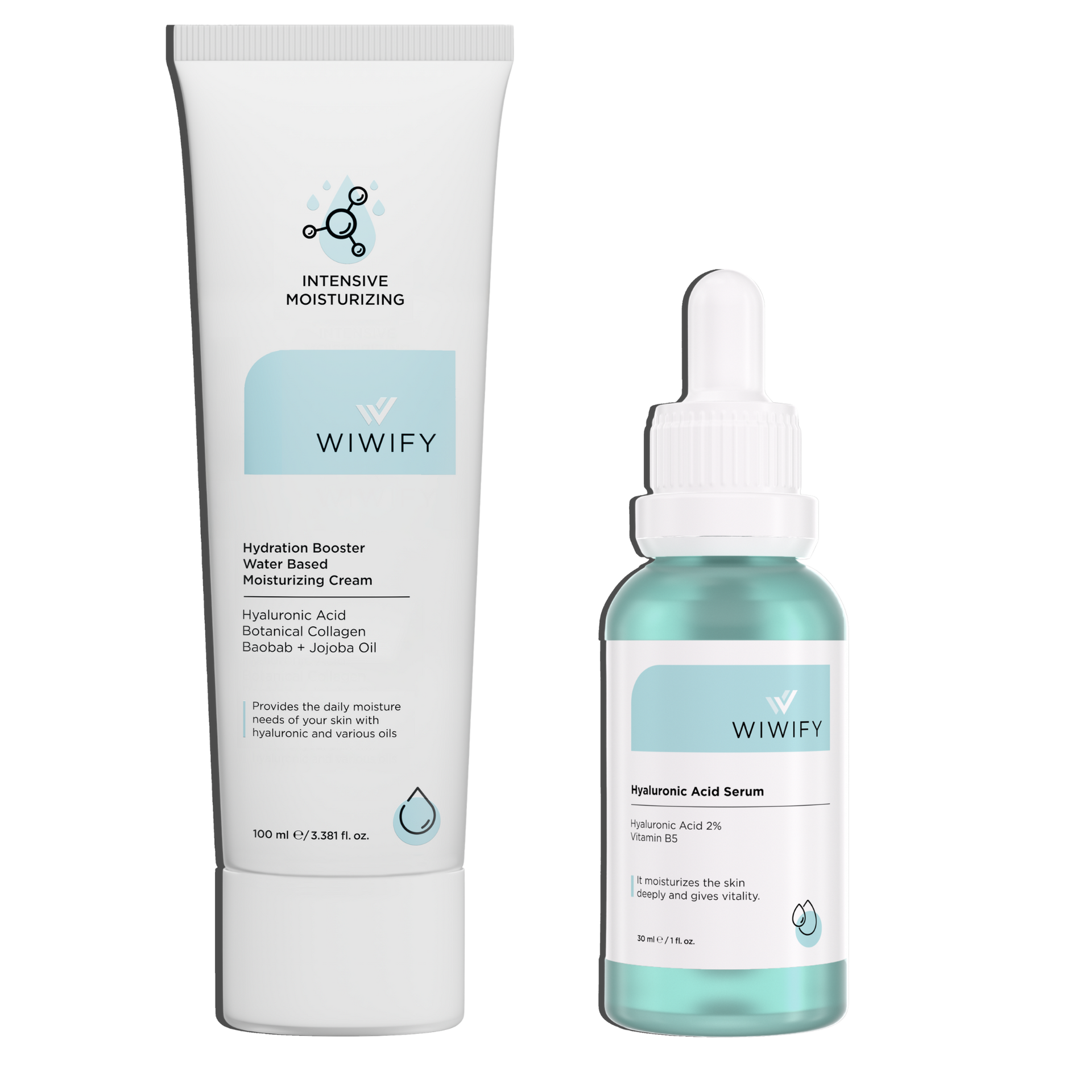 Hydra Bomb Yoğun Nem Seti, Nemlendirici + Hyaluronic Acid | Vitamin B5, Baobab + Jojoba Oil | Wiwify