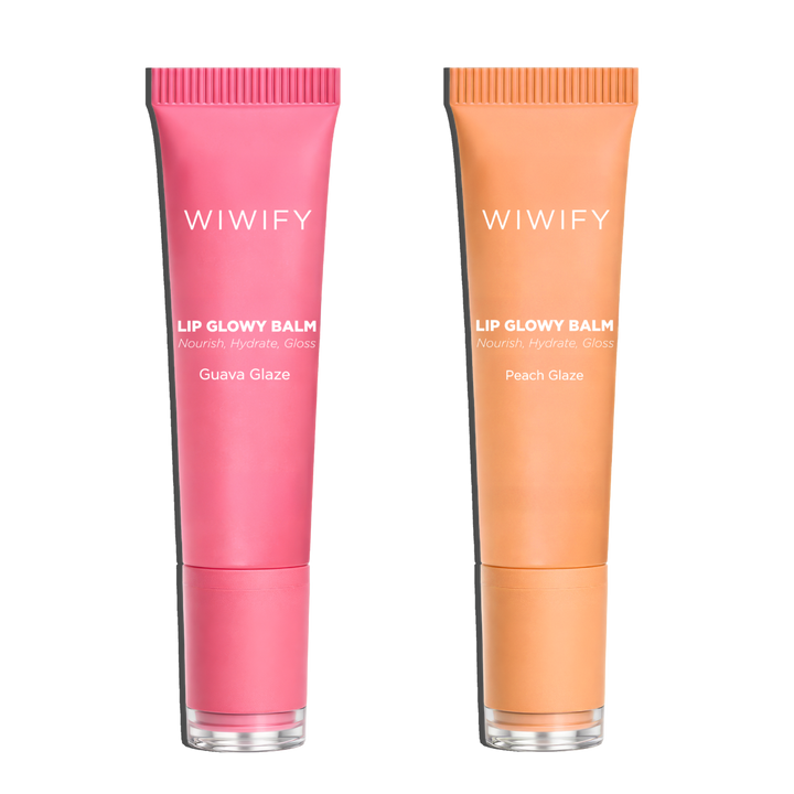 Juicy Glow Lip Duo, Guava Glaze Balm + Peach Glaze Balm | Shea Butter, Squalane, Ceramide | Wiwify