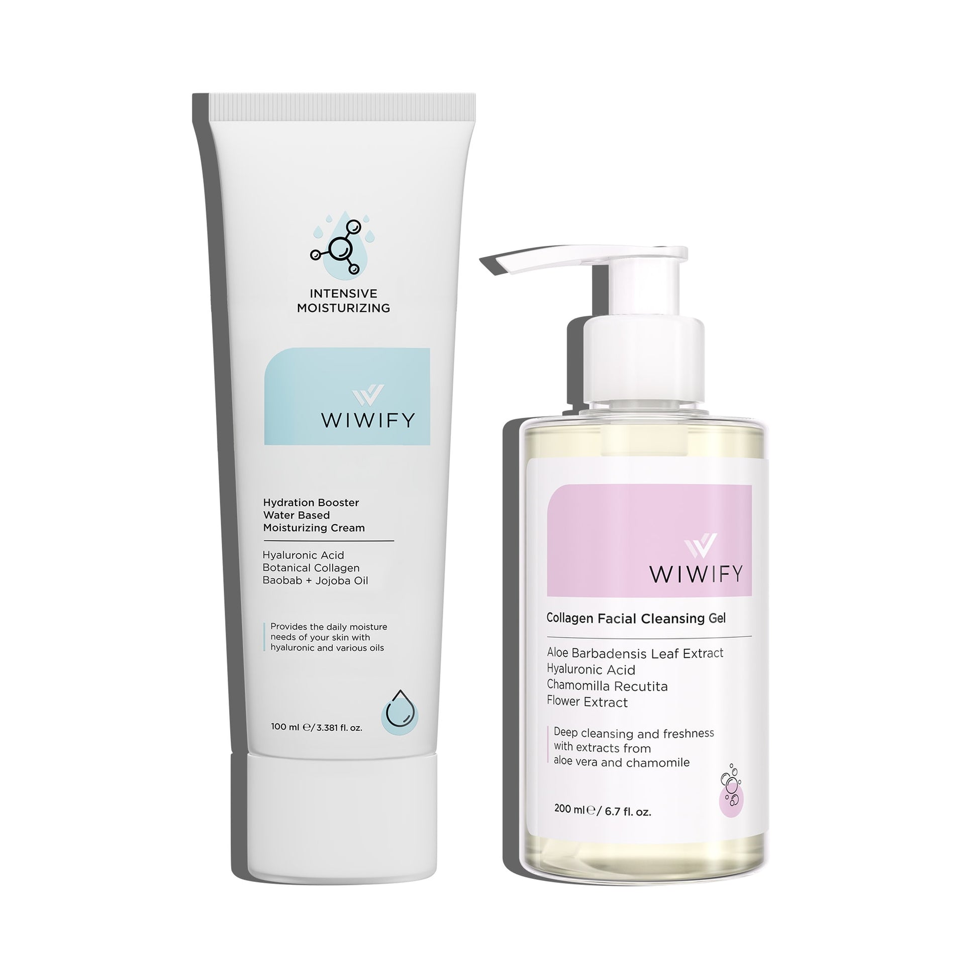 Kuru ve Hassas Ciltler İçin Nemlendirici, Yüz Temizleme Jeli Cilt Bakım Seti