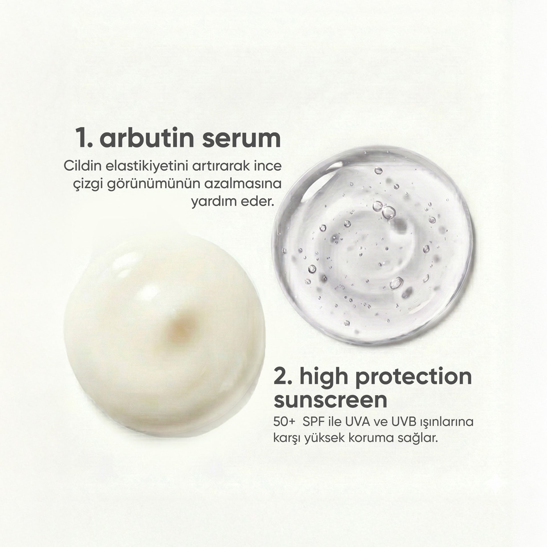 Lekeli Ciltler İçin Güneş Kremi, Arbutin Serum Cilt Bakım Seti