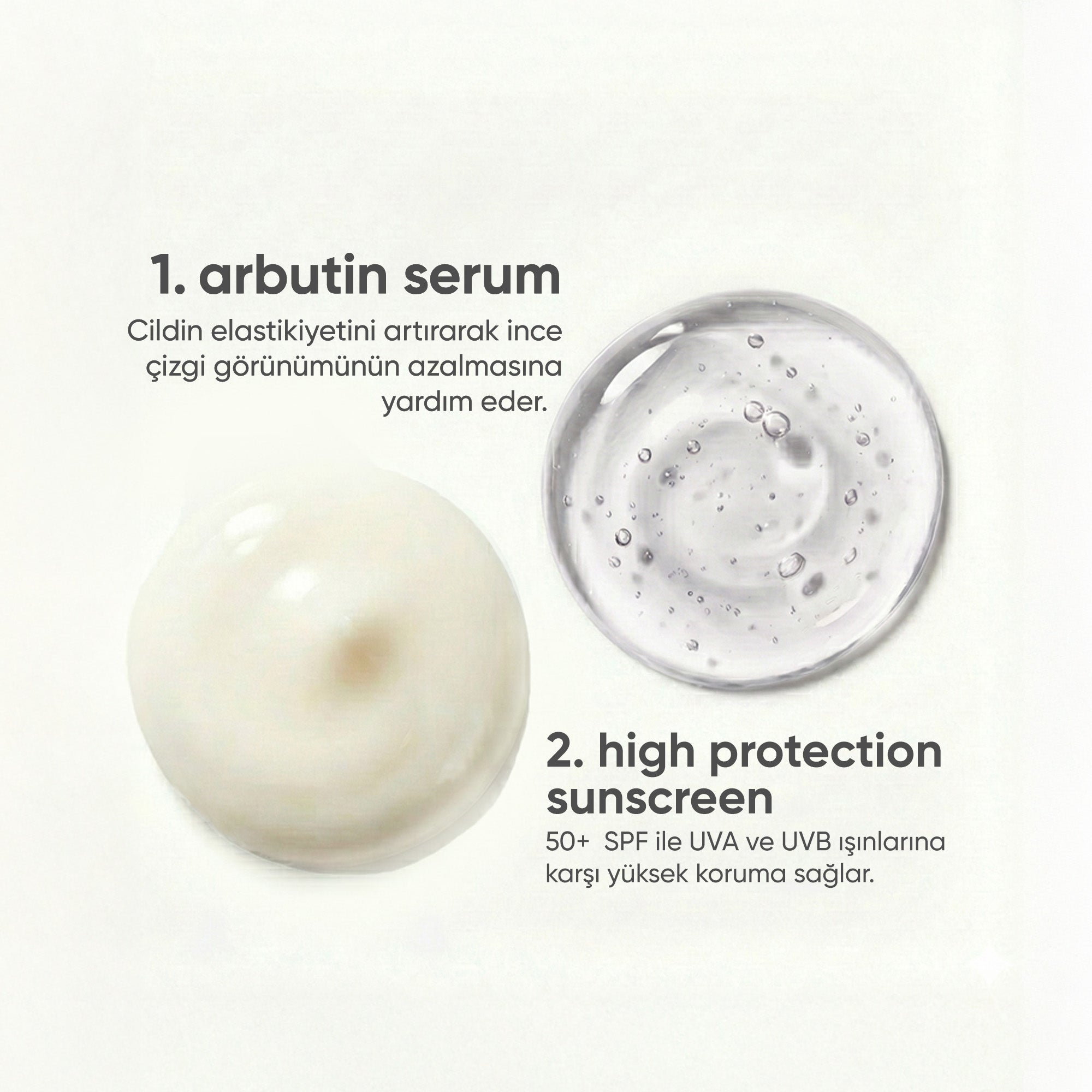 Lekeli Ciltler İçin Güneş Kremi, Arbutin Serum Cilt Bakım Seti