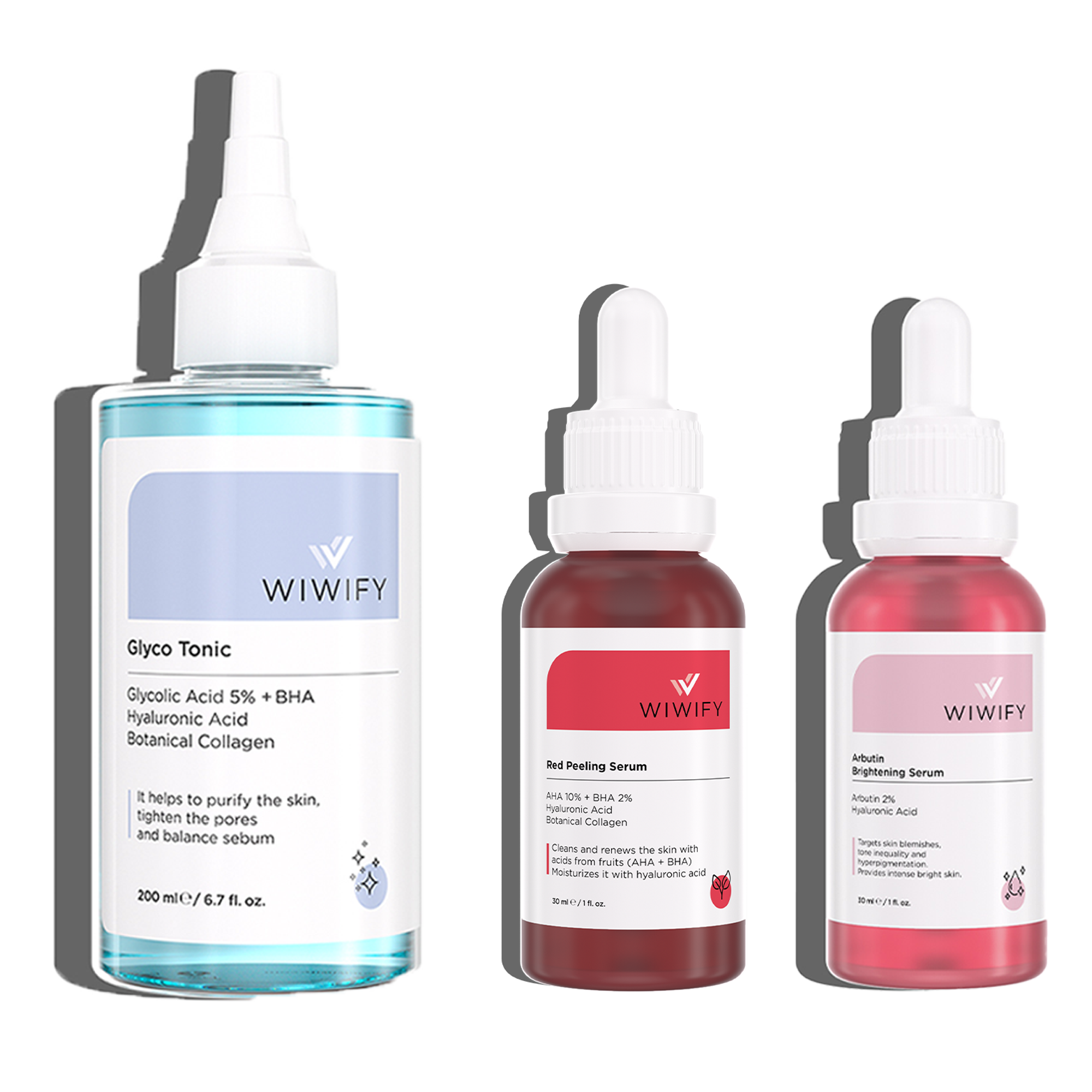 Lekeli Ciltler İçin Tonik, Red Peeling Serum, Arbutin Serum Cilt Bakım Seti