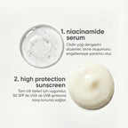 Yağlı ve Geniş Gözenekli Ciltler İçin Güneş Kremi, Niacinamide Serum Cilt Bakım Seti