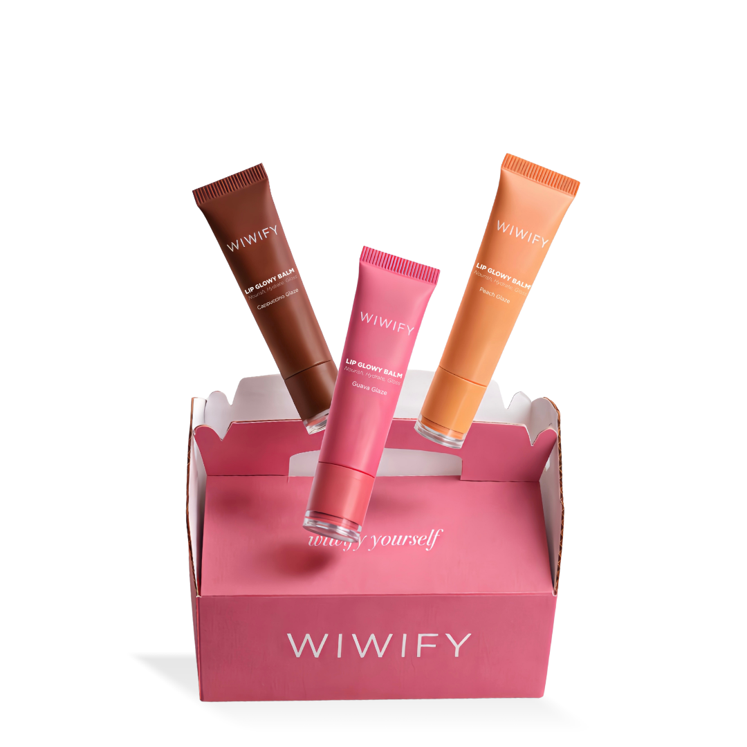 Lip Glowy Balm 3'lü Set, Guava, Cappuccino, Peach Glaze, Kutu Hediyeli | Wiwify