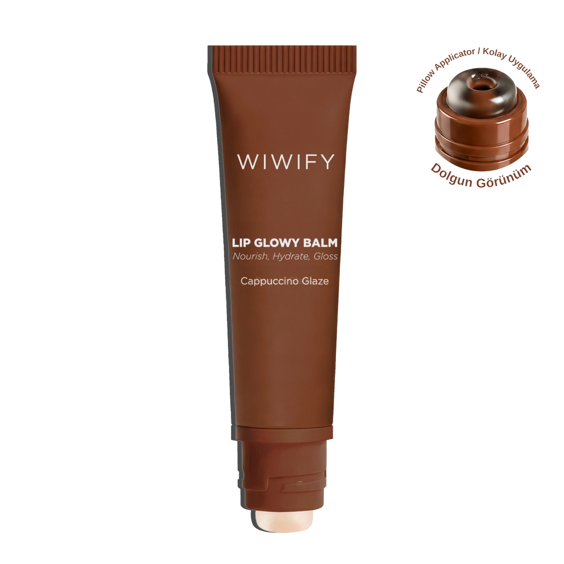Lip Glowy Balm Cappuccino Glaze, Dolgun Görünüm Sağlayan, Parlatıcı, Nemlendirici, Renkli Dudak Bakım Balmı 13 ml | Wiwify