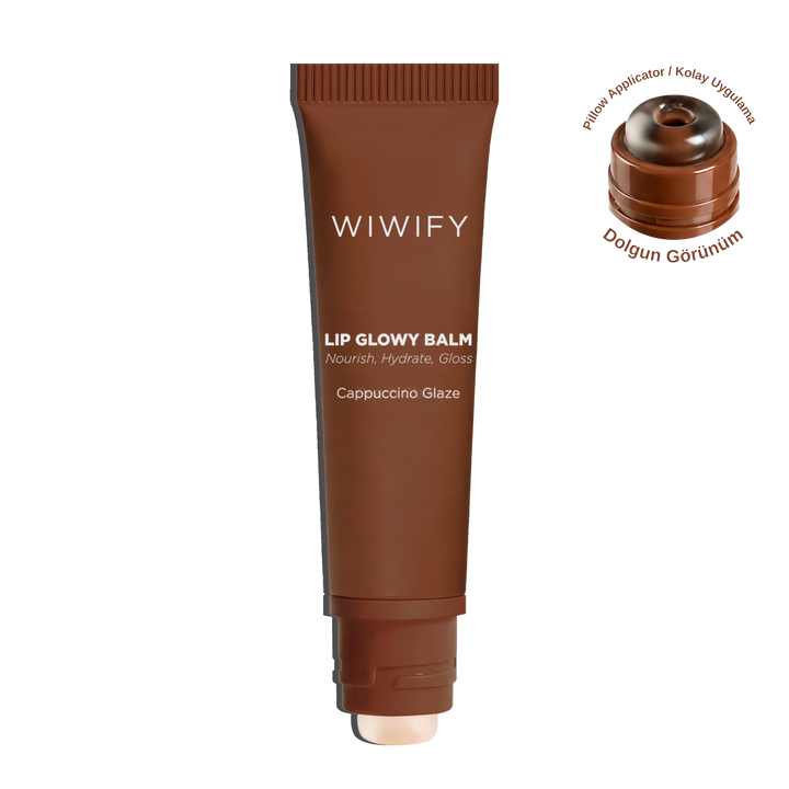 Lip Glowy Balm Cappuccino Glaze, Dolgun Görünüm Sağlayan, Parlatıcı, Nemlendirici, Renkli Dudak Bakım Balmı 13 ml | Wiwify