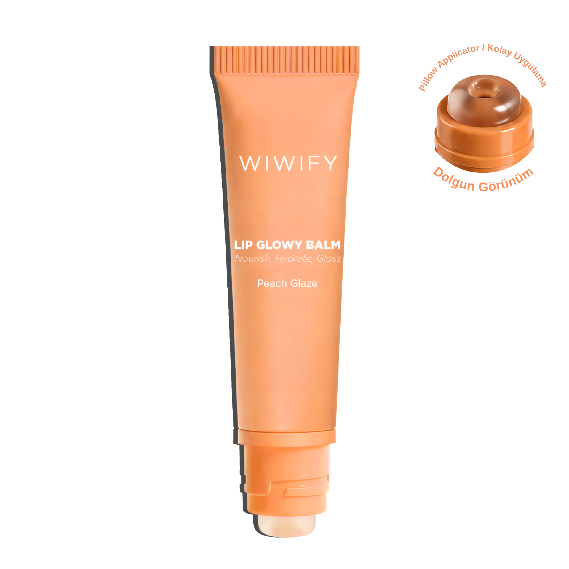 Lip Glowy Balm Peach Glaze, Dolgun Görünüm Sağlayan, Parlatıcı, Nemlendirici, Renkli Dudak Bakım Balmı 13 ml | Wiwify