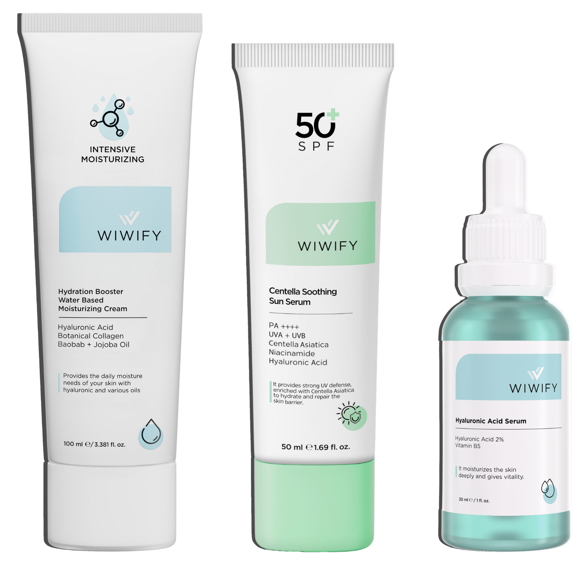 Yoğun Nem & Koruma Seti, Nemlendirici + Hyaluronic Acid + Güneş Koruyucu | Niacinamide