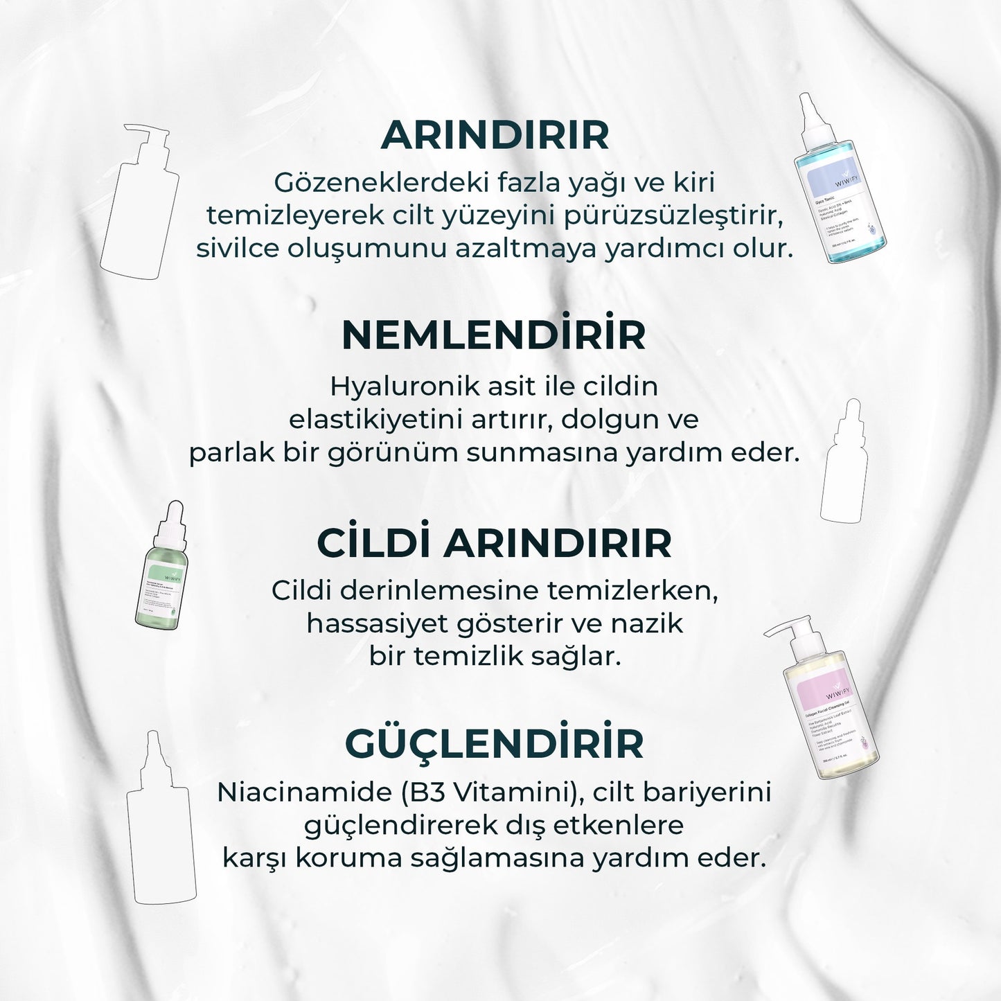 Niacinamide Serum, Tonik ve Yüz Jeli Seti