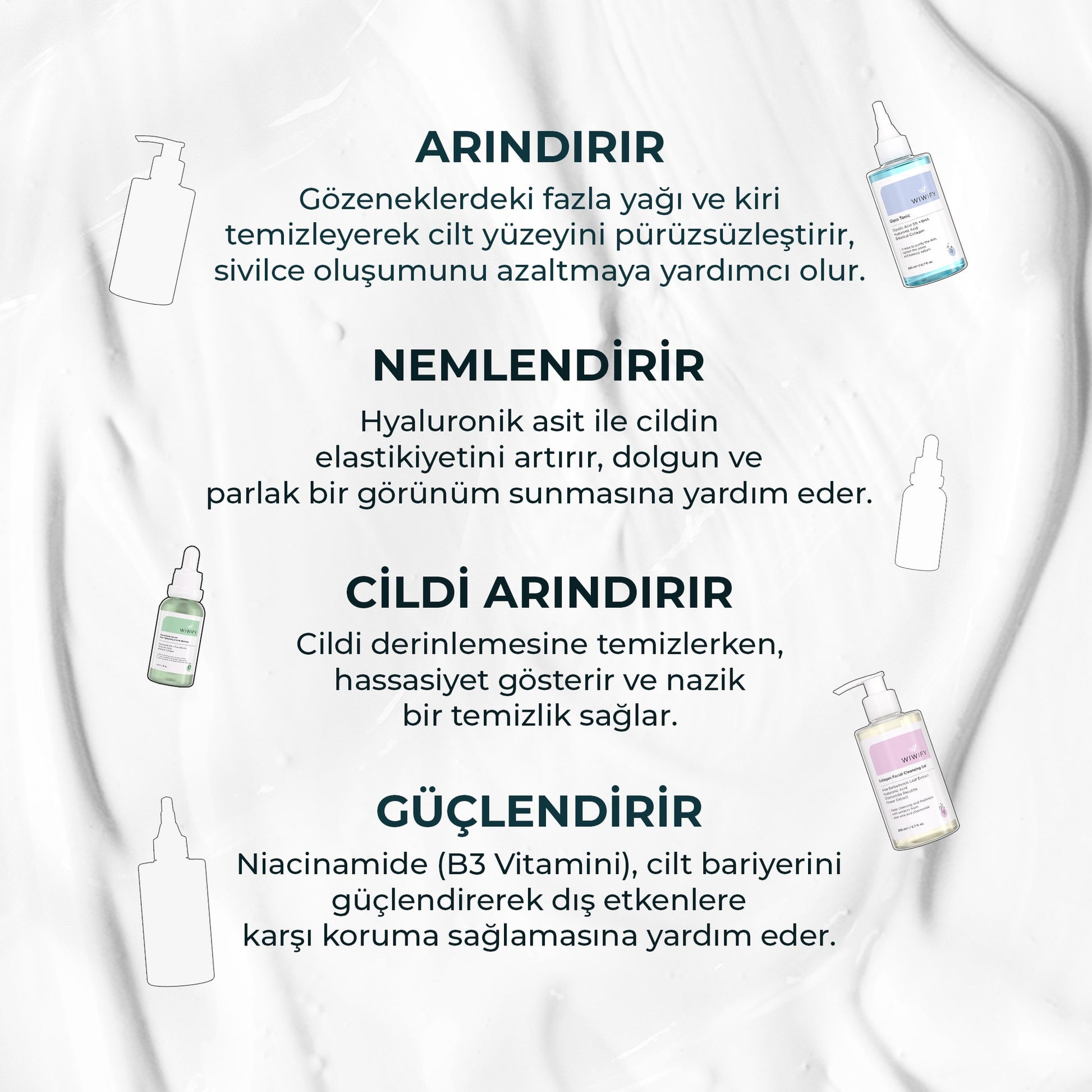 Niacinamide Serum, Tonik ve Yüz Jeli Seti
