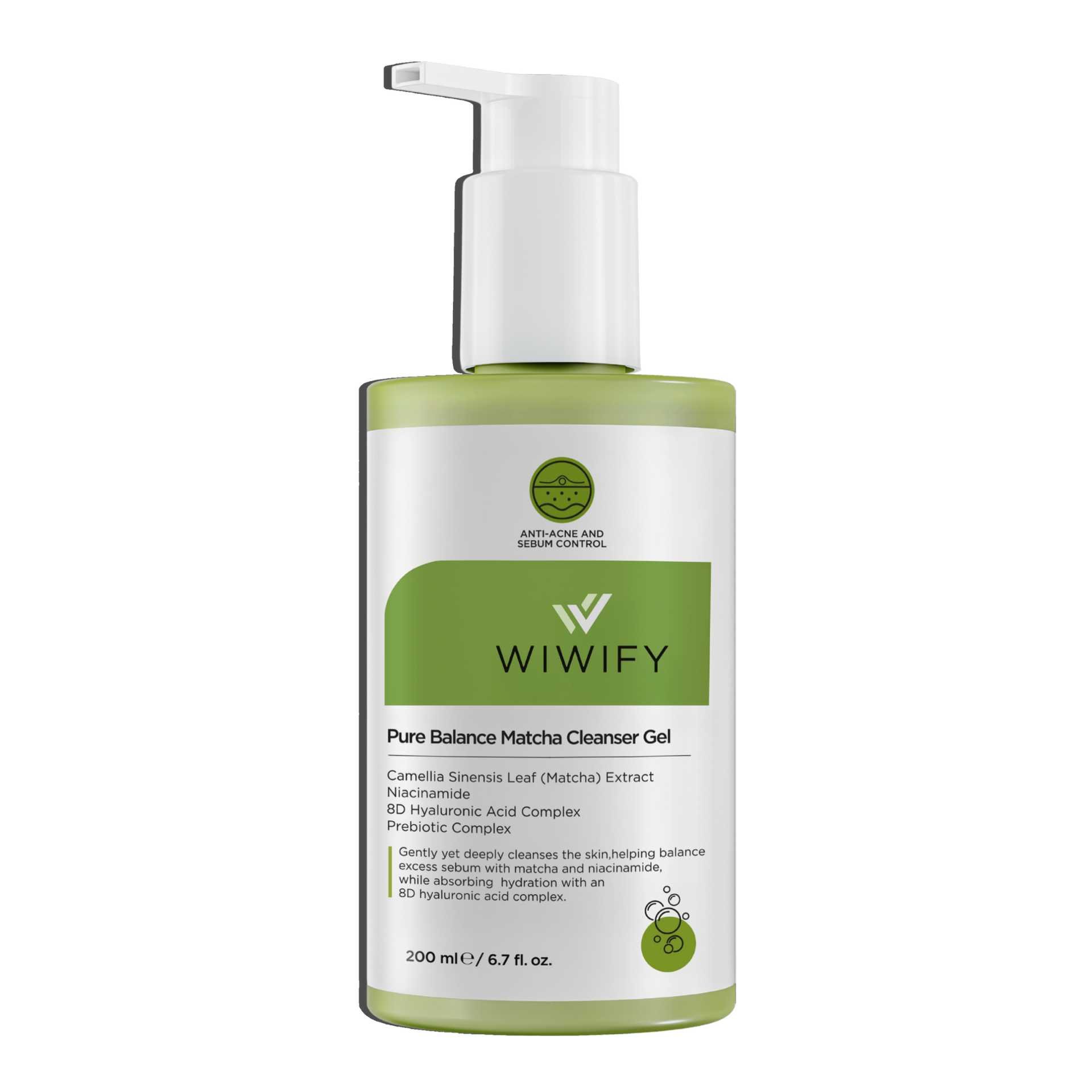Pure Balance Matcha Cleansing Gel, Akne ve Yağlanmaya Yönelik Sebum Dengeleyici & Nem Destekli Yüz Temizleme Jeli 200 ml